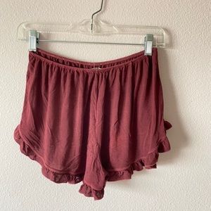 brandy melville maroon shorts with ruffles